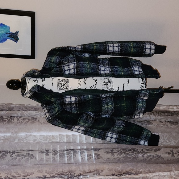 J. Crew Nordic sherpa fleece jacket in tartan Blue Green  Small NWT - Picture 2 of 9